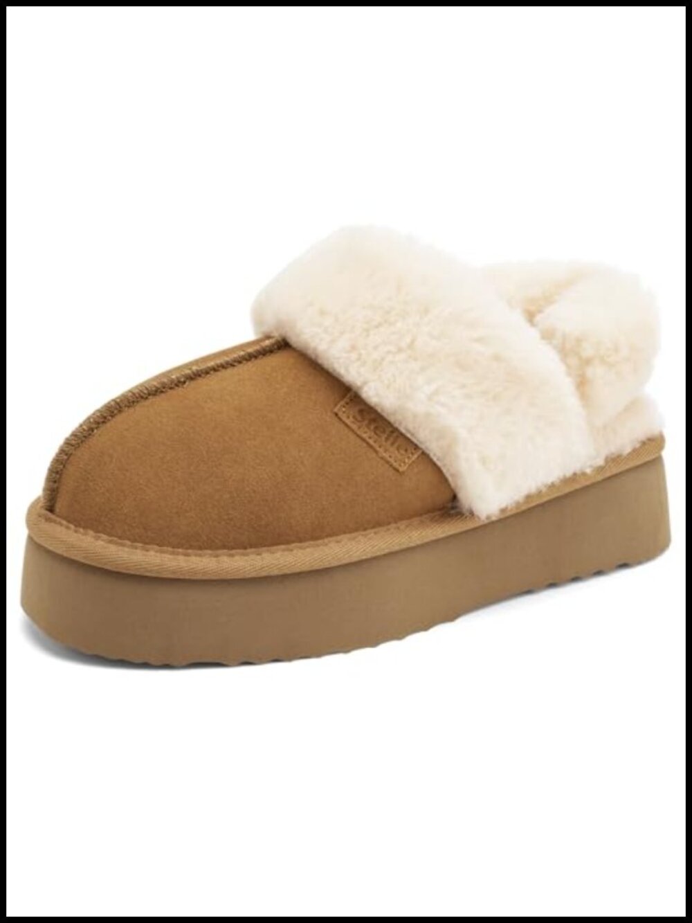 Genuine Suede Platform Slippers with Removable Backstrap Memory Foam